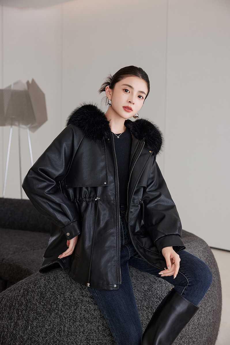 Veste en cuir femme, parka polaire, thermique 25029 Demo 021