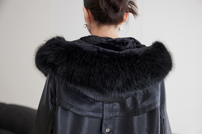 Veste en cuir femme, parka polaire, thermique 25029 Demo 022