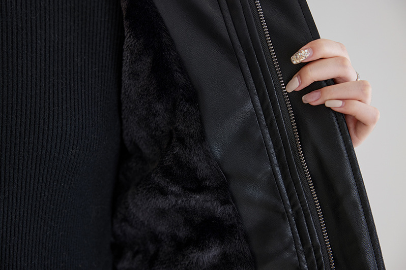 Veste en cuir femme, parka polaire, thermique 25029 Demo 026