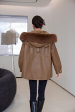 Veste en cuir femme, parka polaire, thermique 25029 Demo 07