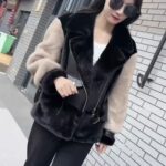 Veste en fourrure femmes, haut de gamme, mi- longue A6869 Blanc laiteux