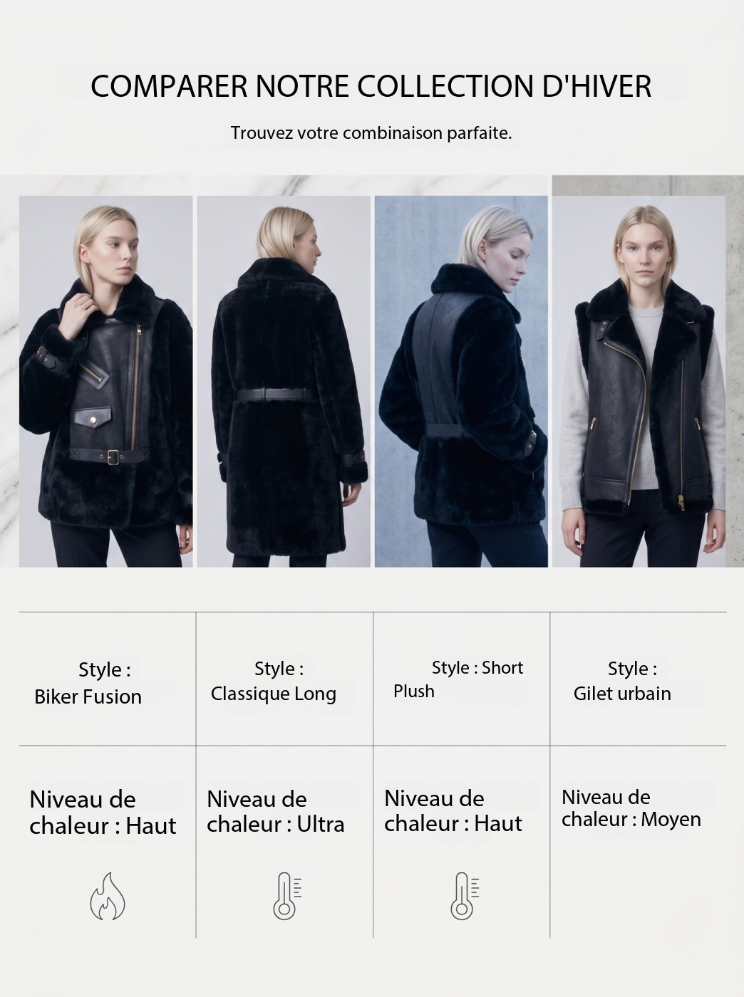 Veste en fourrure femmes, haut de gamme, mi- longue A6869 Demo 03