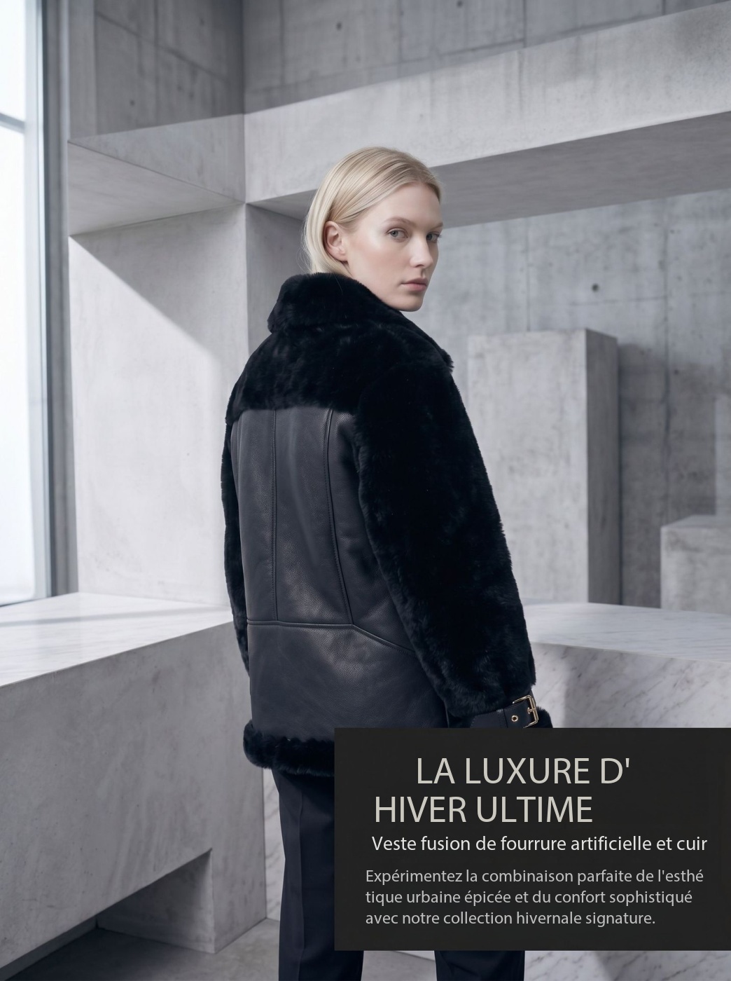 Veste en fourrure femmes, haut de gamme, mi- longue A6869 Demo 04