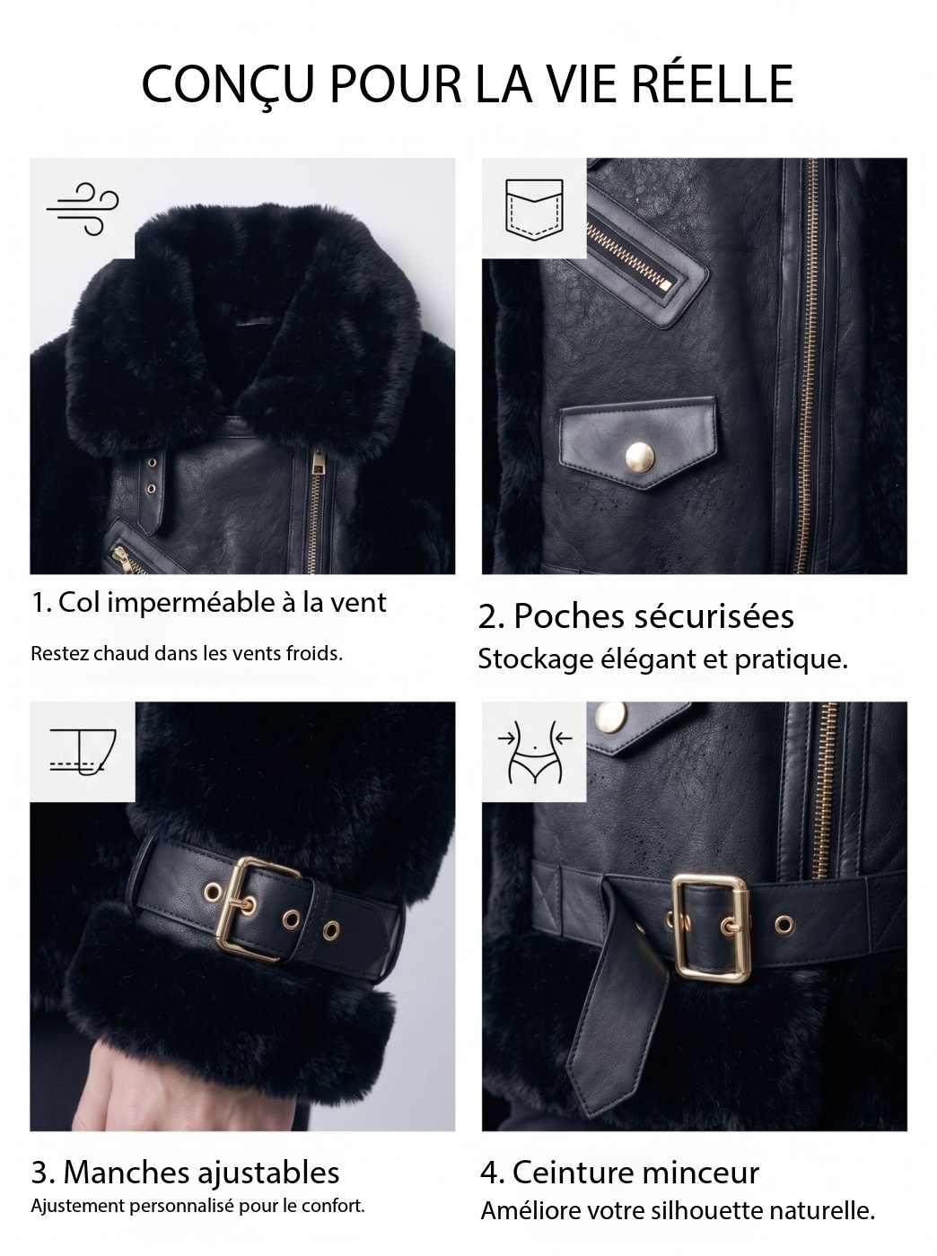 Veste en fourrure femmes, haut de gamme, mi- longue A6869 Demo 06
