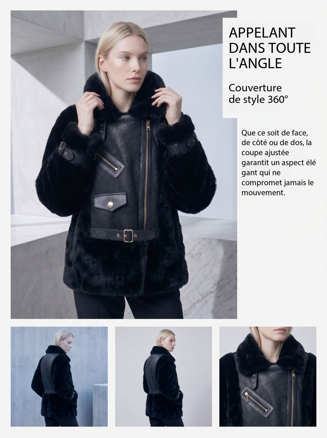 Veste en fourrure femmes, haut de gamme, mi- longue A6869 Demo 07