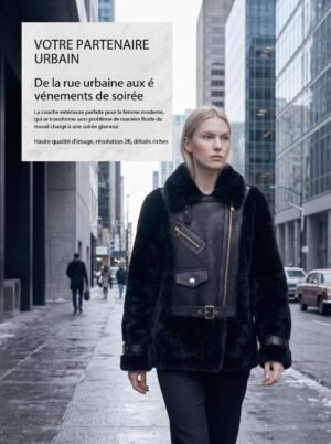 Veste en fourrure femmes, haut de gamme, mi- longue A6869 Demo 08