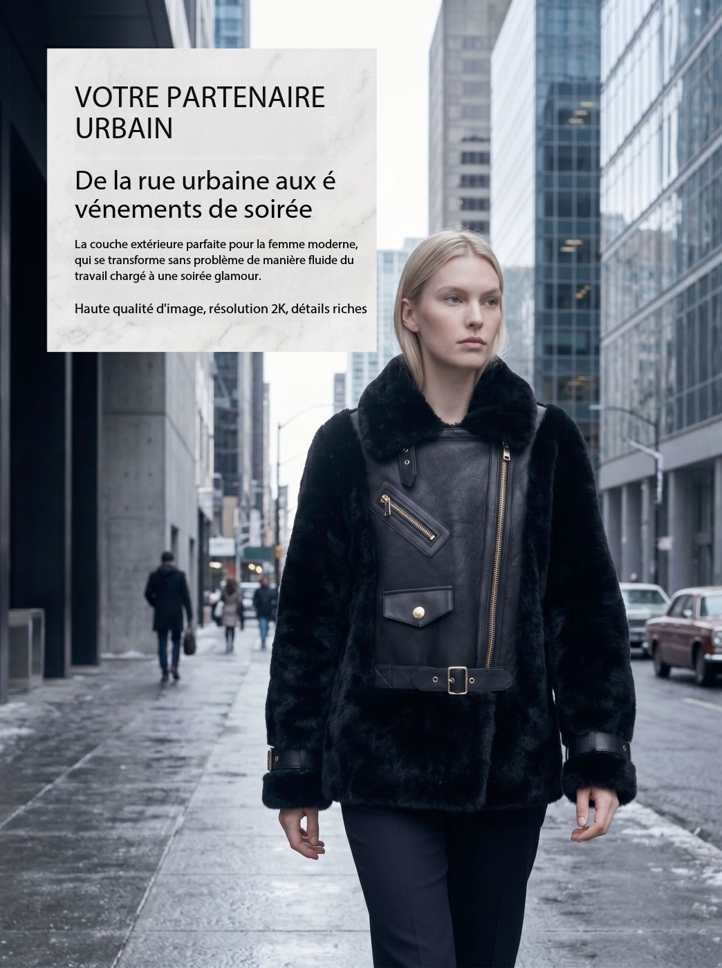 Veste en fourrure femmes, haut de gamme, mi- longue A6869 Demo 08