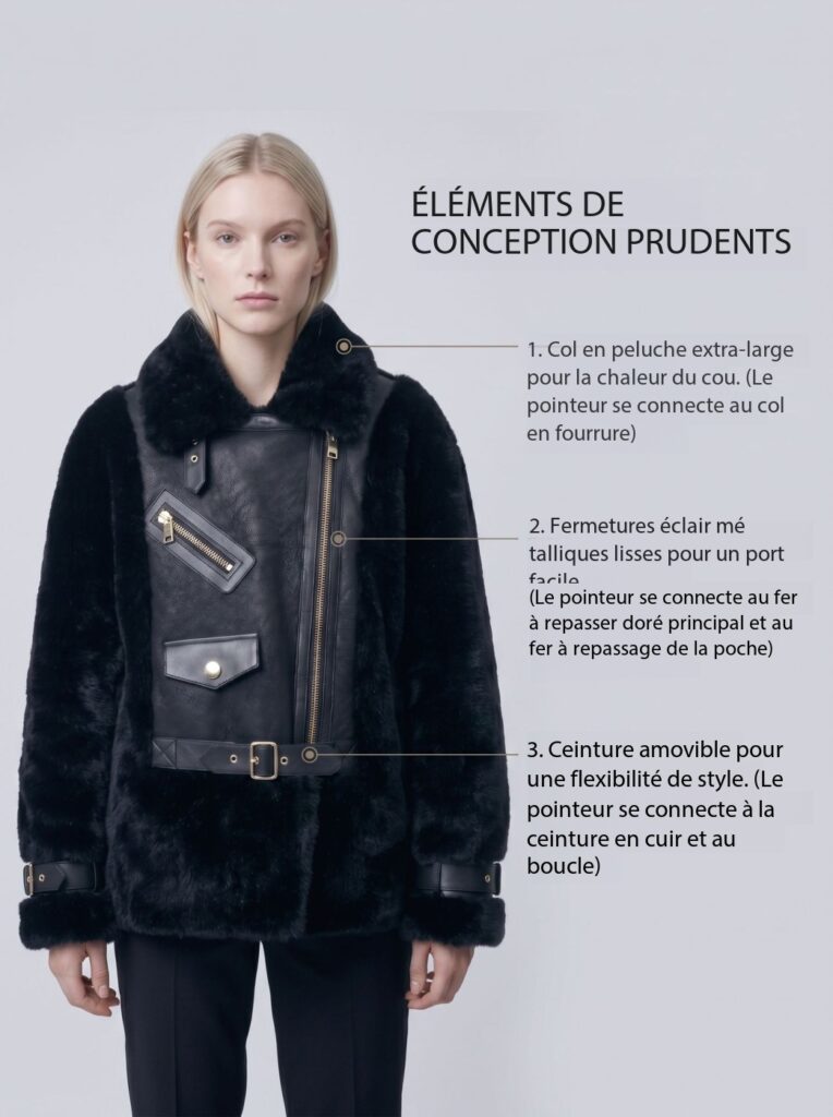 Veste en fourrure femmes, haut de gamme, mi- longue A6869 Demo 09