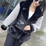 Veste en fourrure femmes, haut de gamme, mi- longue A6869 Gris