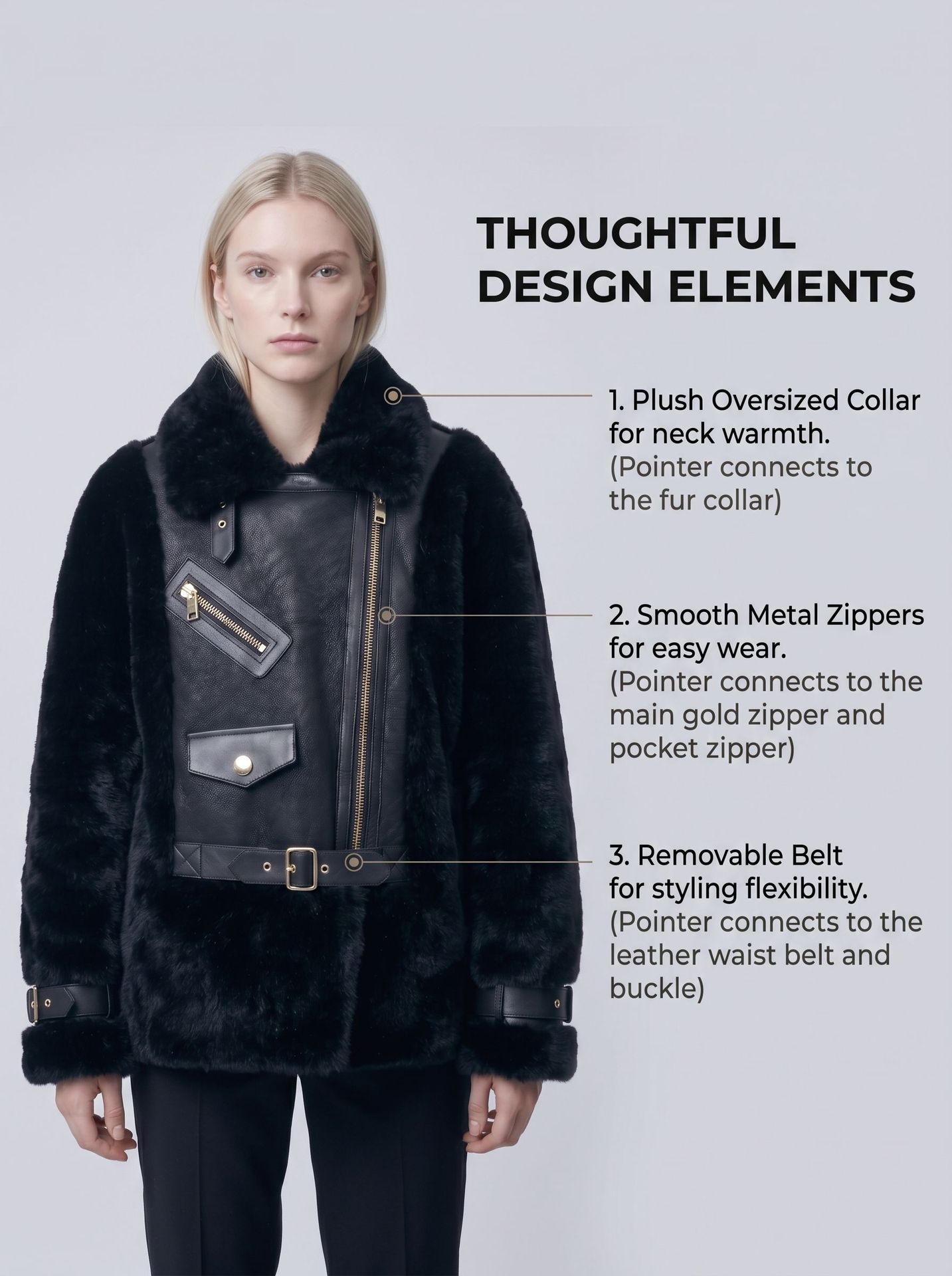 Women's fur jacket, high-end, mid-length fur jacket A6869 dEMO008