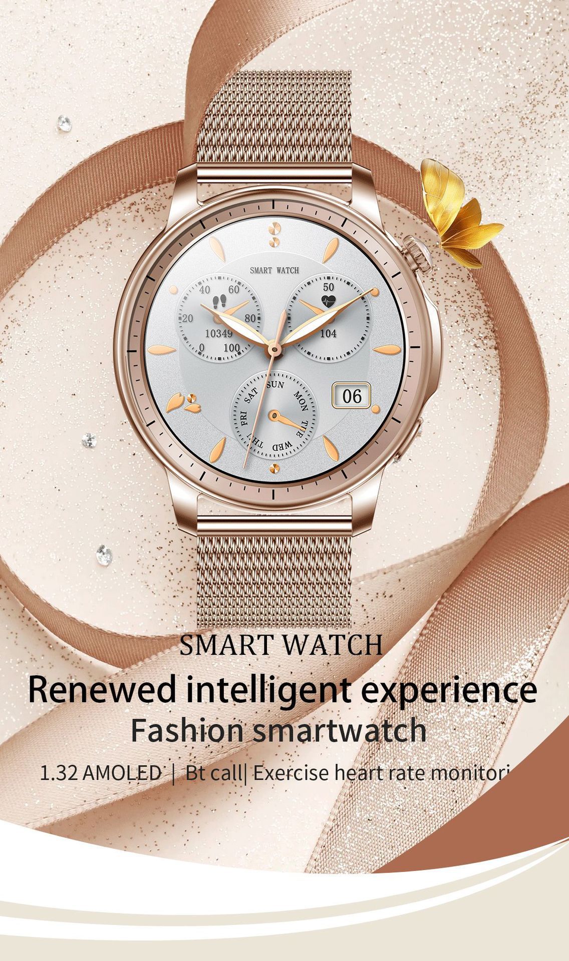 Women's smartwatch health features, sports Demo 001