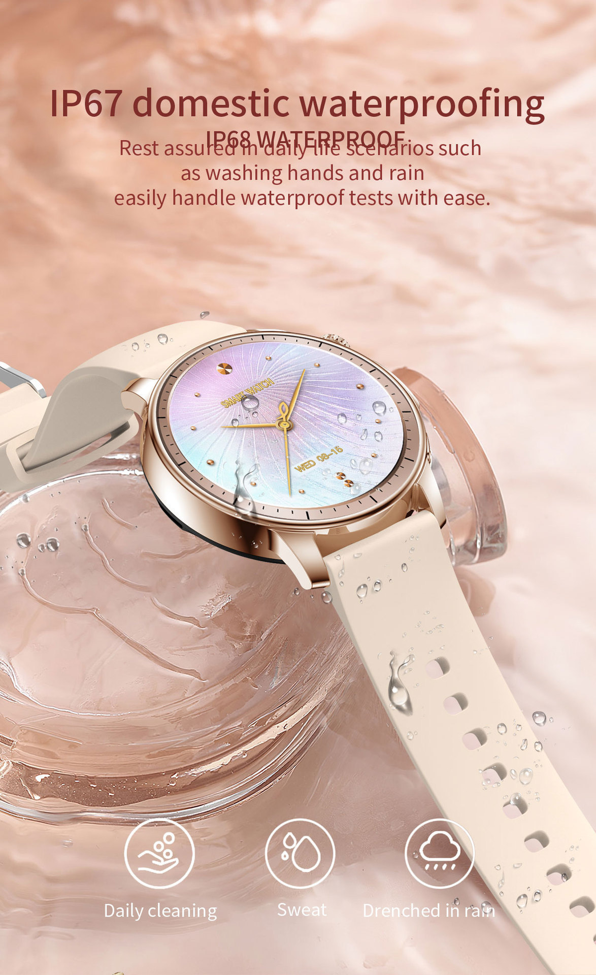 Women's smartwatch health features, sports Demo 0015