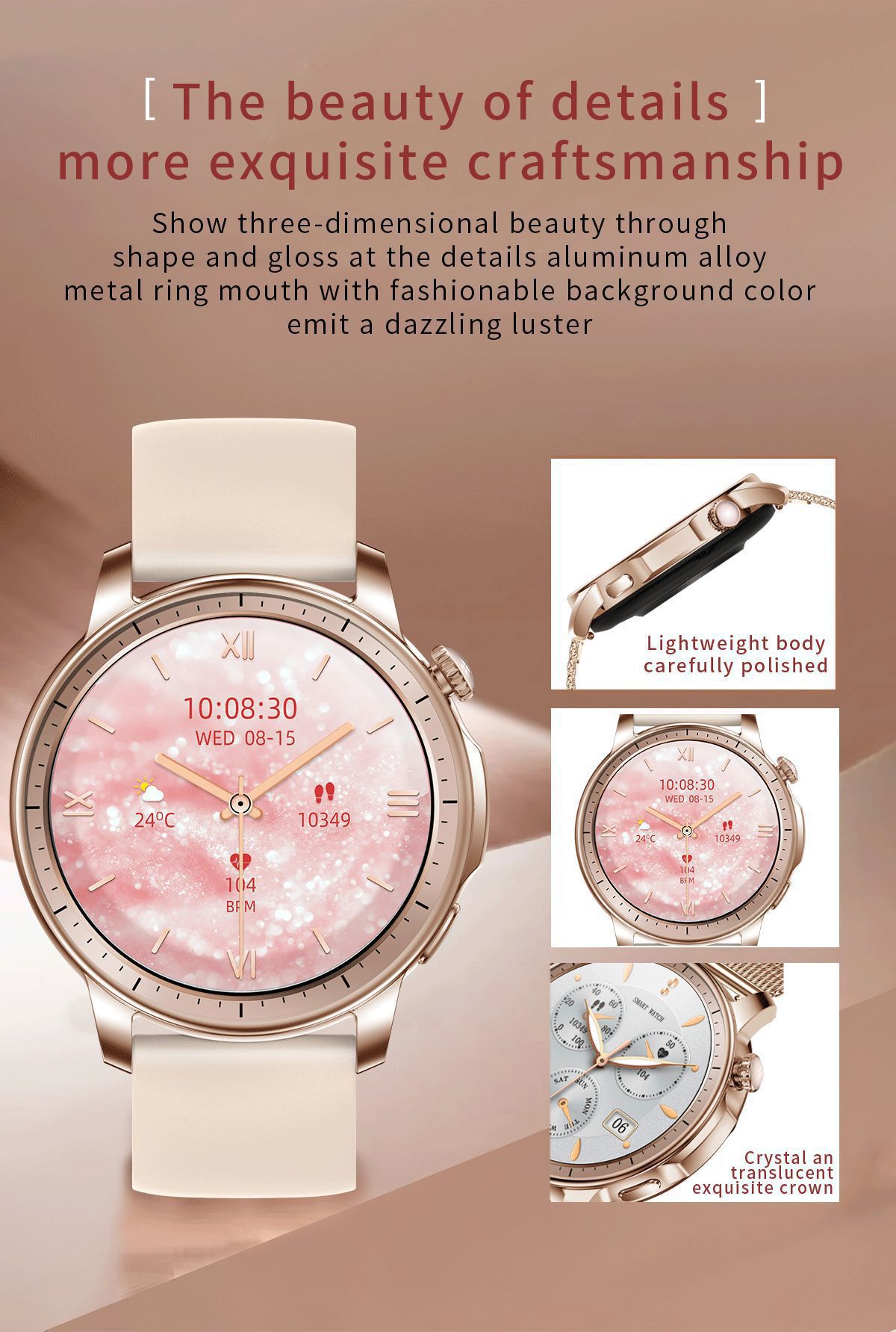 Women's smartwatch health features, sports Demo 003