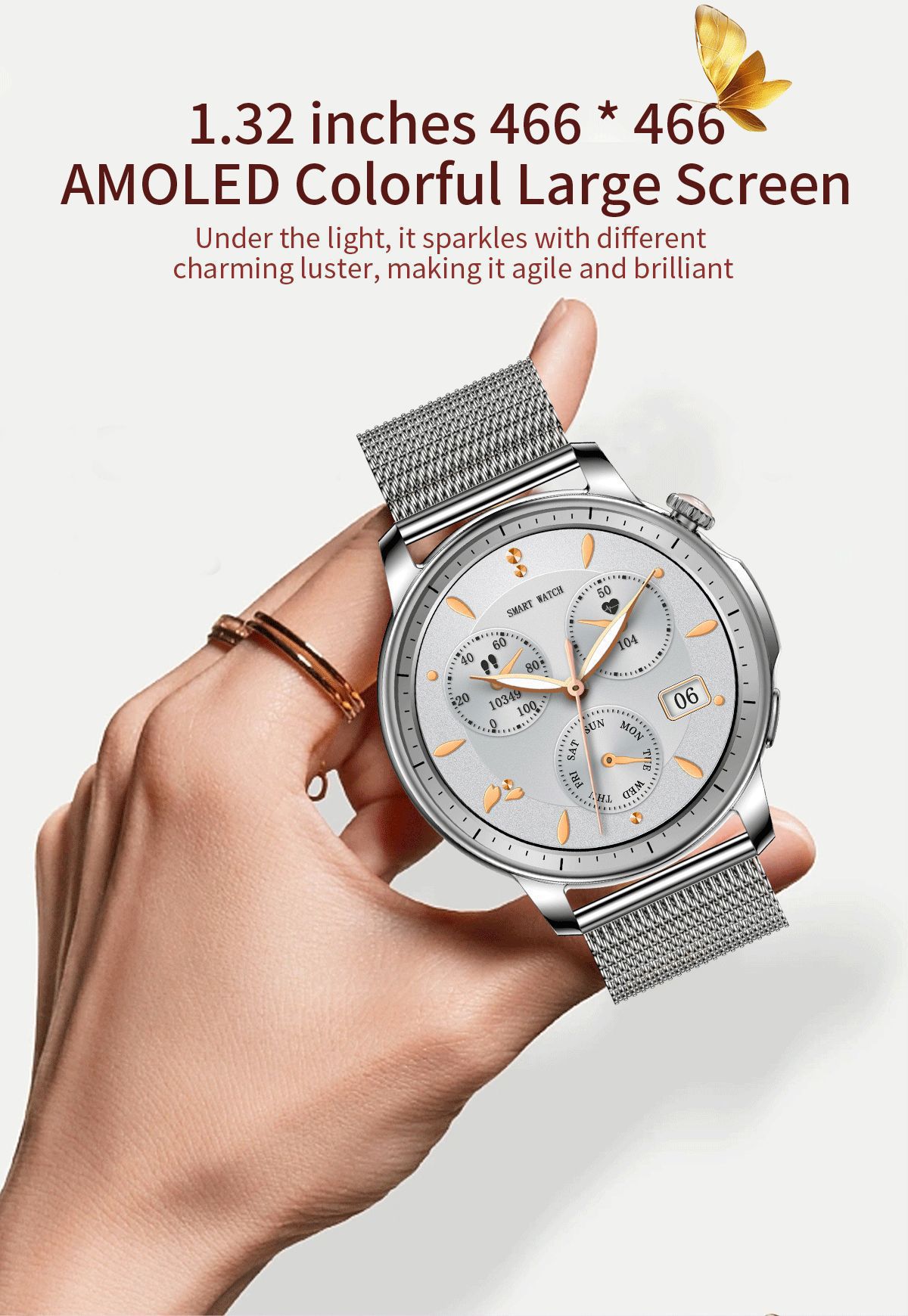 Women's smartwatch health features, sports Demo 004