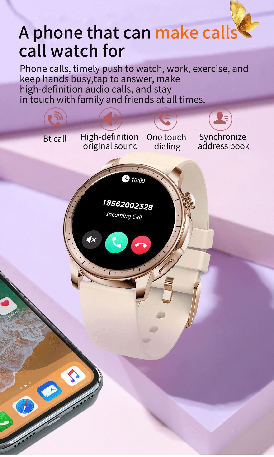 Women's smartwatch health features, sports Demo 005
