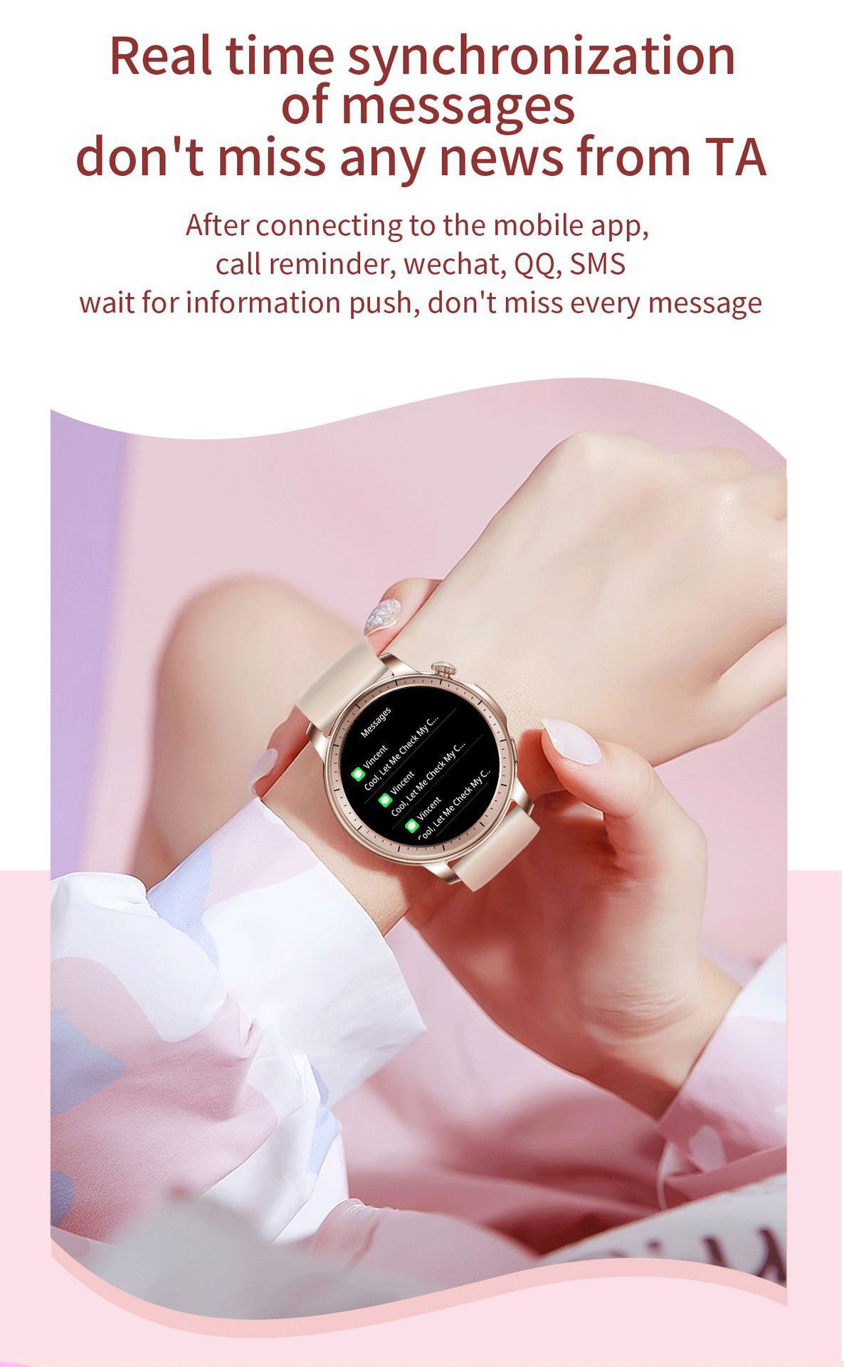Women's smartwatch health features, sports Demo 006
