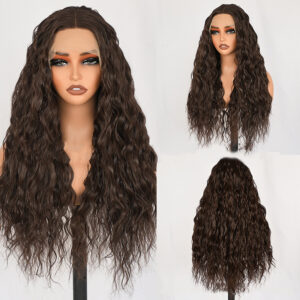 Bio-synthetic fiber lace wig, Wavy, Voluminous hair D- LC 4#2-001
