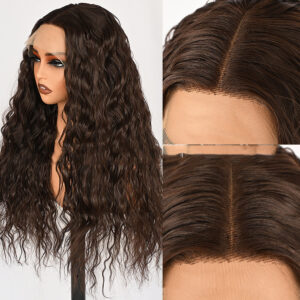 Bio-synthetic fiber lace wig, Wavy, Voluminous hair D- LC 4#2-002