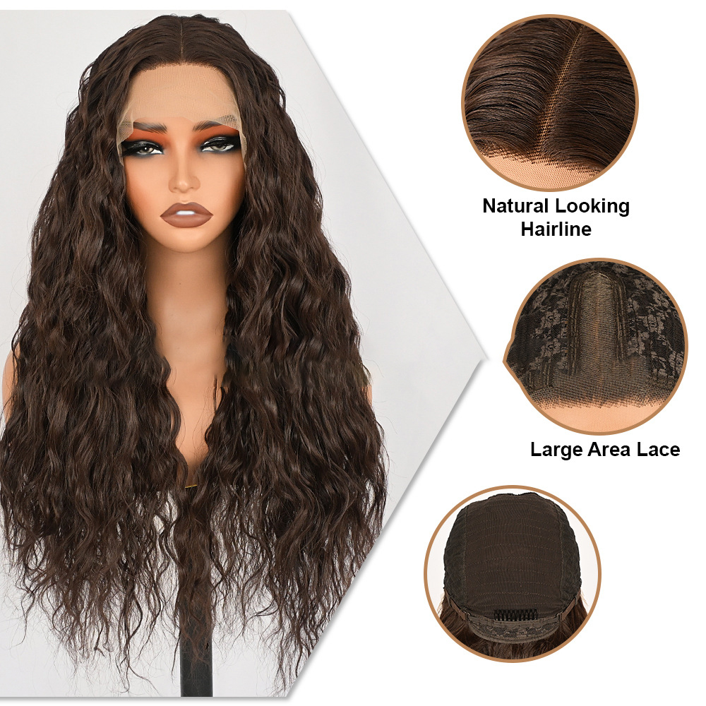 Bio-synthetic fiber lace wig, Wavy, Voluminous hair D- LC 4#2 dEMO 001