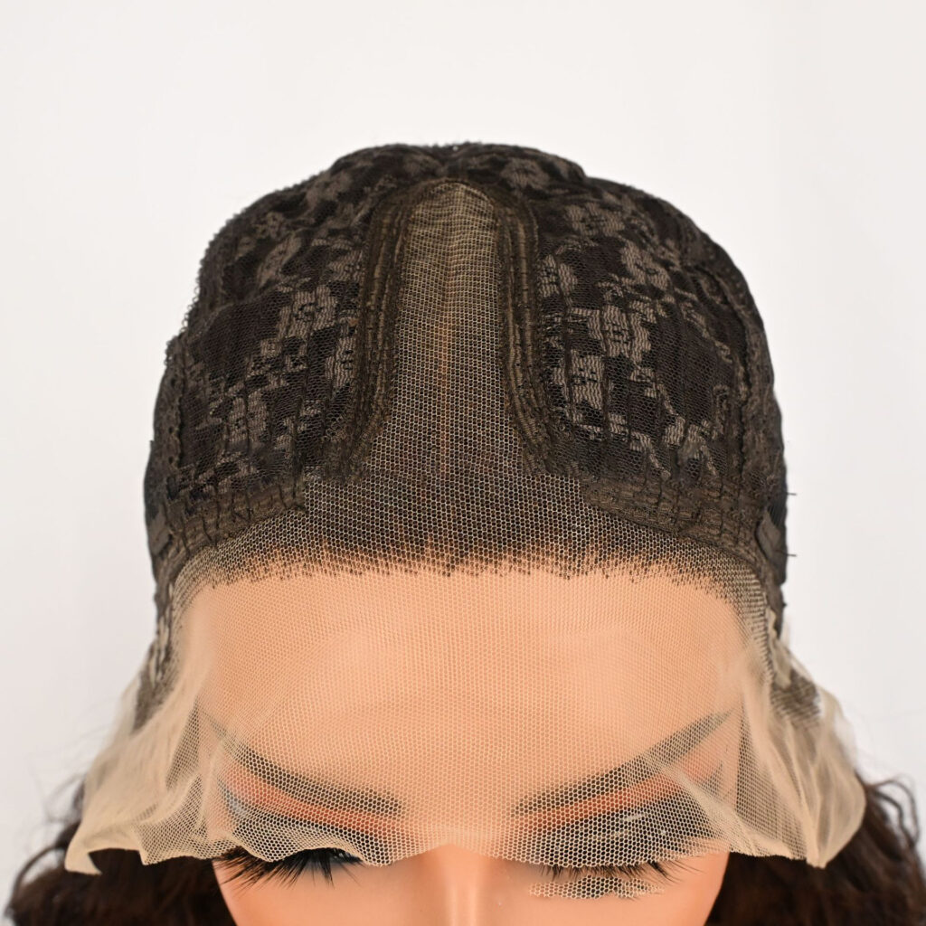 Bio-synthetic fiber lace wig, Wavy, Voluminous hair D- LC 4#2 dEMO 0011