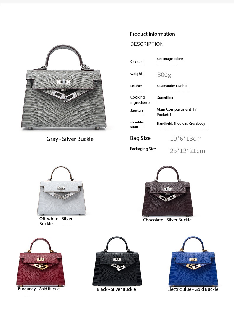 Genuine leather women's kelly bag, lizard pattern Yjk19 lizard pattern dEMO 011