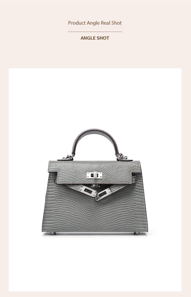 Genuine leather women's kelly bag, lizard pattern Yjk19 lizard pattern dEMO 017