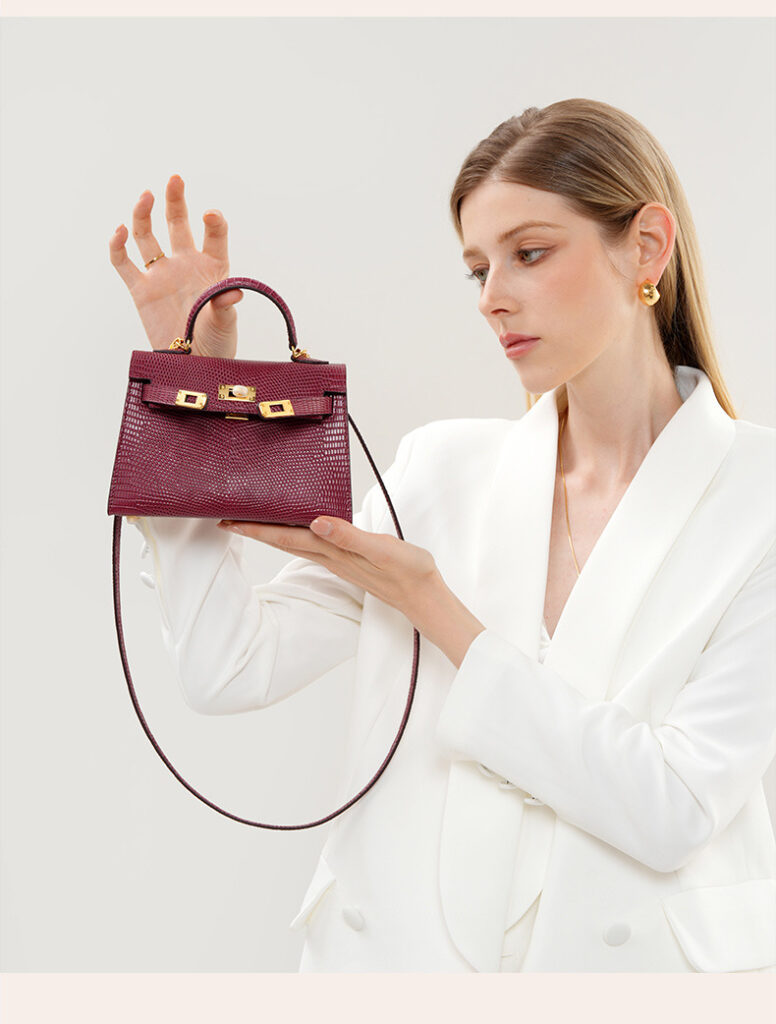 Genuine leather women's kelly bag, lizard pattern Yjk19 lizard pattern dEMO 027