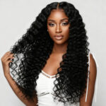 High temperature fiber silk Lace Front Wig, Black curly texture. D13x4kc2-02