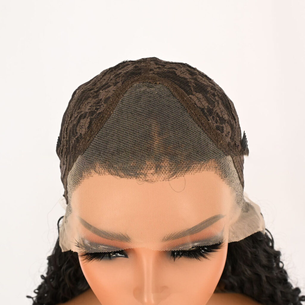 High temperature fiber silk Lace Front Wig, Black curly texture. D13x4kc2 Demo 008