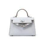 Off-white (silver buckle) Genuine leather women's kelly bag, lizard pattern Yjk19 lizard pattern
