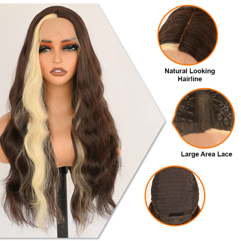 Silk fiber lace wig,Medium-Length Curly Hair D-lw x brown6131-02