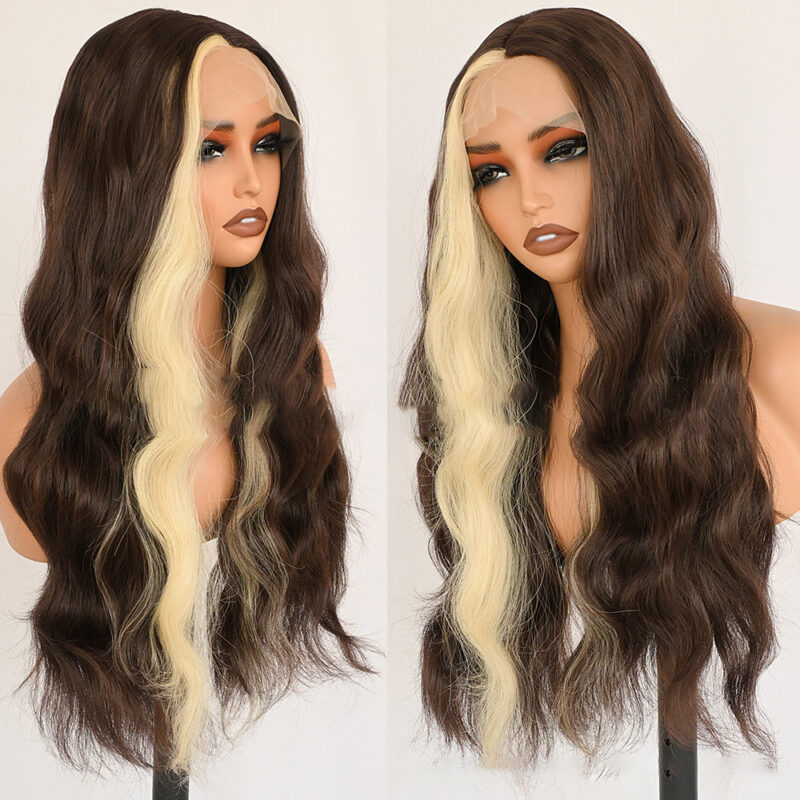 Silk fiber lace wig,Medium-Length Curly Hair D-lw x brown6131-03