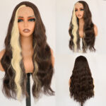 Silk fiber lace wig,Medium-Length Curly Hair D-lw x brown6131