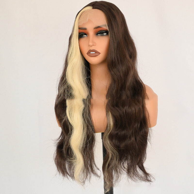 Silk fiber lace wig,Medium-Length Curly Hair D-lw x brown6131 Demo 03