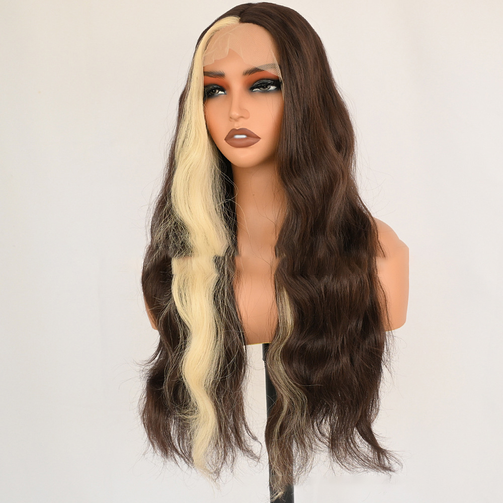 Silk fiber lace wig,Medium-Length Curly Hair D-lw x brown6131 Demo 03