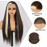 Women's Lace Front Fiber wig. Middle Highlighted D13x4 brown6131-01
