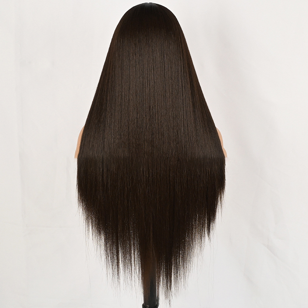Women's Lace Front Fiber wig. Middle Highlighted D13x4 brown6131 Demo 03