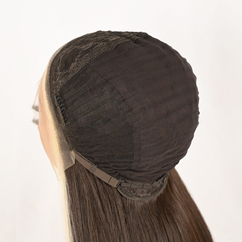 Women's Lace Front Fiber wig. Middle Highlighted D13x4 brown6131 Demo 07