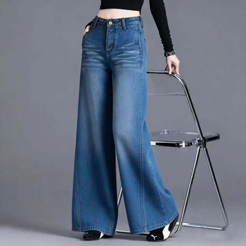 N7465 blue jean-Women's jean, Wide-Leg High-Waisted Straight Super Stylish jean N7465