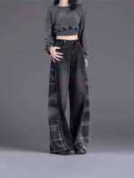 Women's jean Style Plaid Slimming Wide-Leg jean 8,216-01