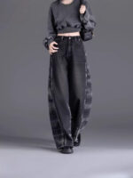 Women's jean Style Plaid Slimming Wide-Leg jean 8,216-02