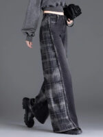 Women's jean Style Plaid Slimming Wide-Leg jean 8,216-03