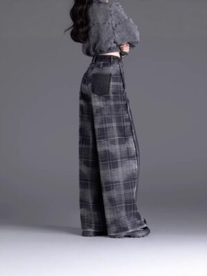 Women's jean Style Plaid Slimming Wide-Leg jean 8,216-05