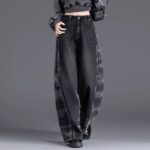 Women's jean Style Plaid Slimming Wide-Leg jean 8,216
