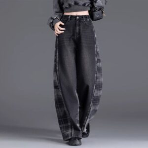 Women's jean Style Plaid Slimming Wide-Leg jean 8,216