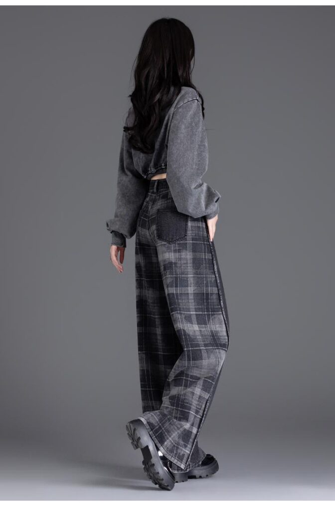 Women's jean Style Plaid Slimming Wide-Leg jean 8,216 -DEMO 010