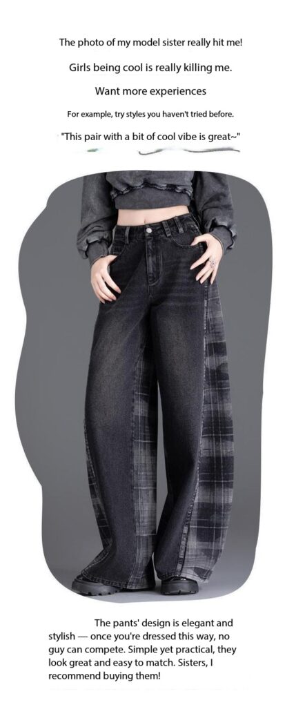 Women's jean Style Plaid Slimming Wide-Leg jean 8,216 -DEMO 03