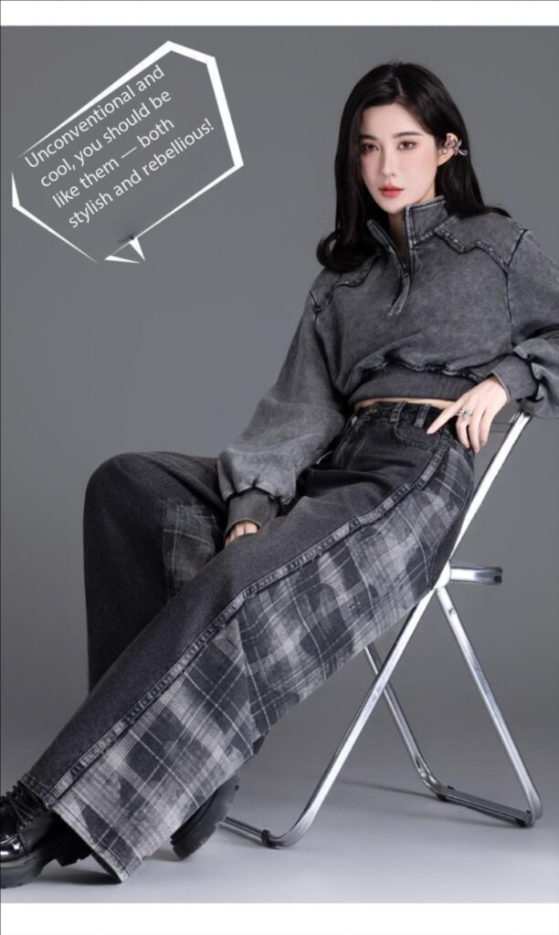 Women's jean Style Plaid Slimming Wide-Leg jean 8,216 -DEMO 04