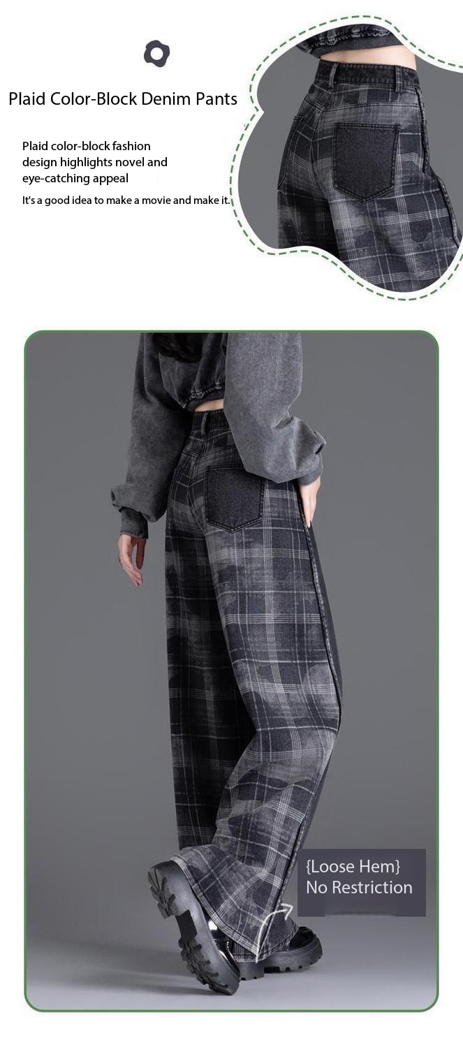 Women's jean Style Plaid Slimming Wide-Leg jean 8,216 -DEMO 05