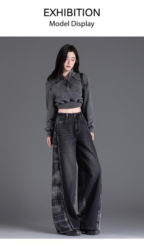 Women's jean Style Plaid Slimming Wide-Leg jean 8,216 -DEMO 07